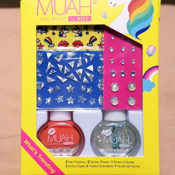 NWT MUAH What's Trending Nail Art Kit by Kiss RAINBOW UNICORN Set! - Picture 11 of 16
